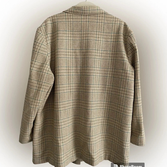 VINTAGE Alia Oversized Plaid Blazer Jacket Tan Size XL - Picture 2 of 12